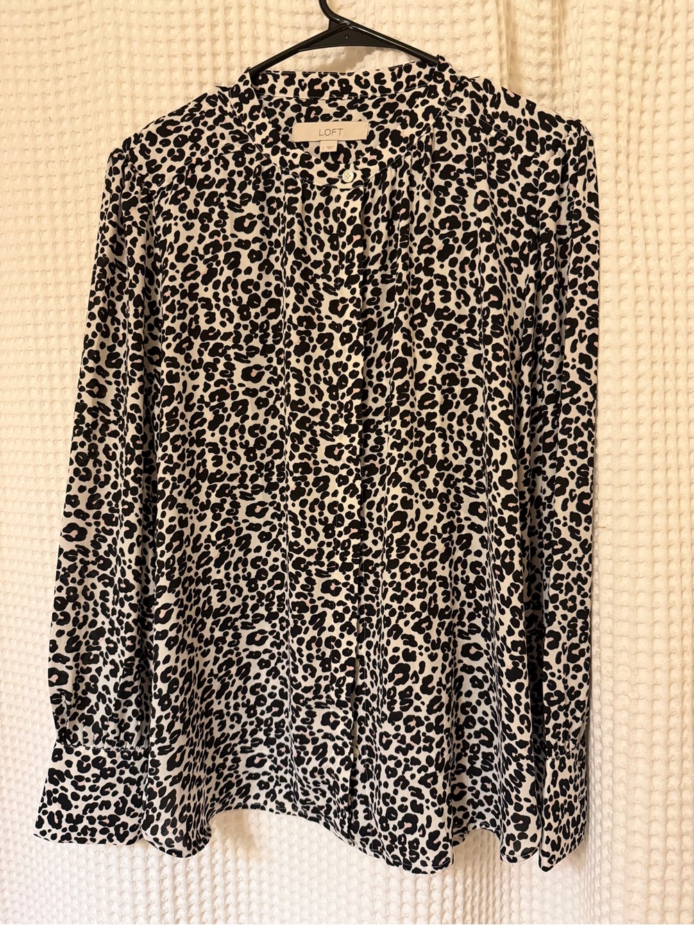 LOFT Black and White Leopard-Print Button-Down Blouse